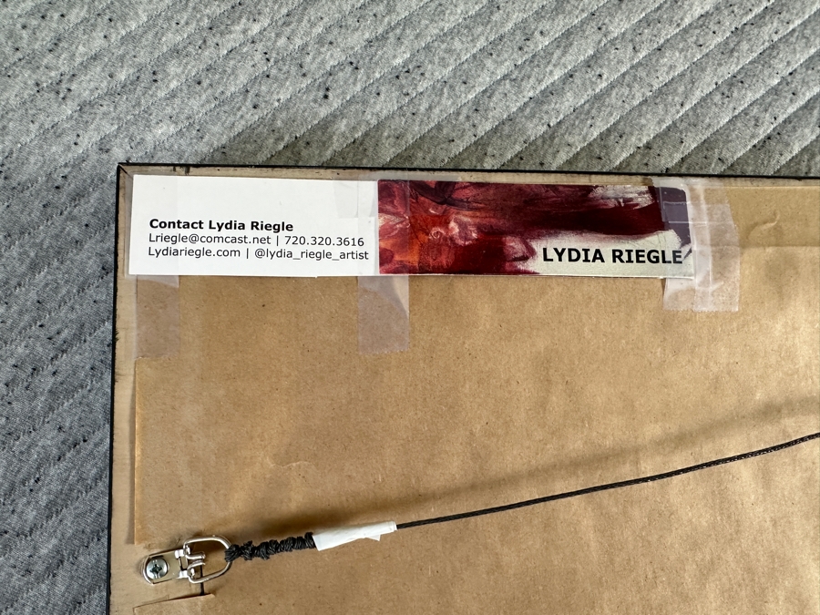 Lydia Riegle Original Oil Monotype Collage On Archival Paper Titled “Party Time” 22.5 X 29.5 Framed 34.5X 42 Retails $1,640 [Photo 11]