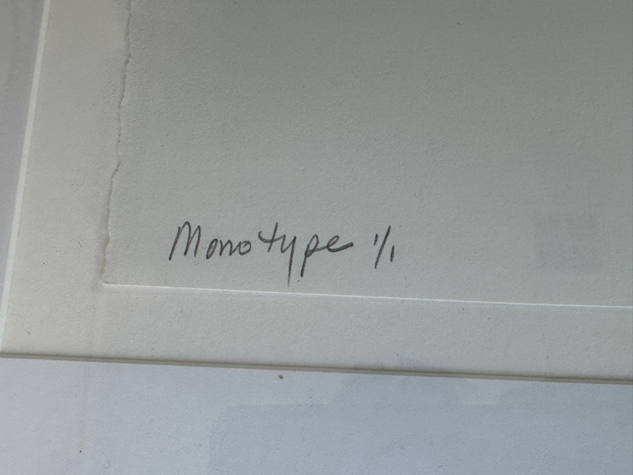 Lydia Riegle Original Oil Monotype Collage On Archival Paper Titled “Party Time” 22.5 X 29.5 Framed 34.5X 42 Retails $1,640 [Photo 9]