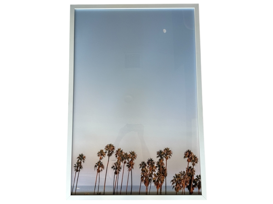 Photographic Print Of Seaside Palm Trees With Moon By The Idyll Collective Framed 32 X 47