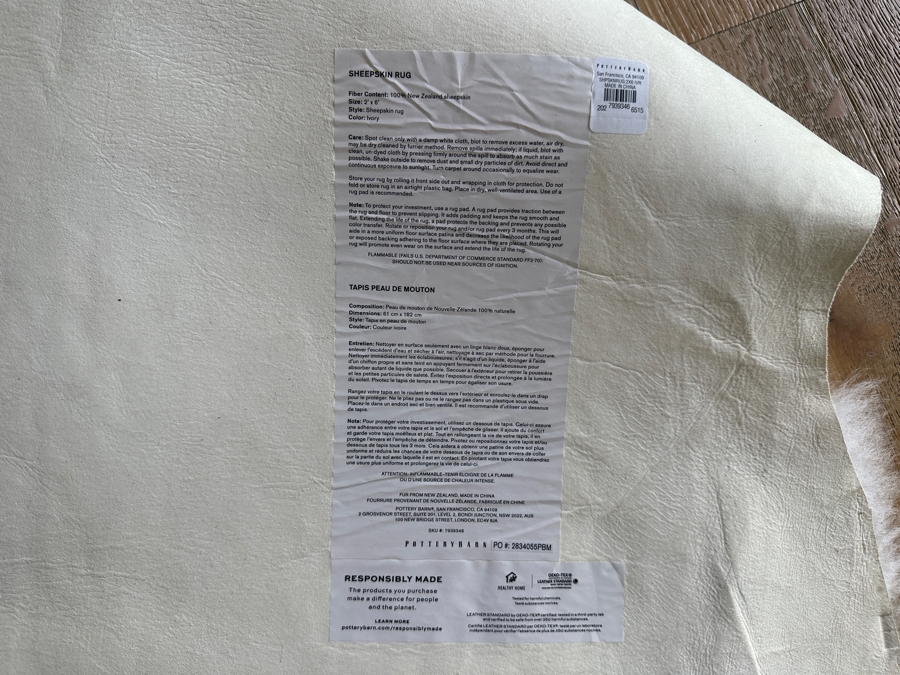 Pottery Barn Sheepskin Rug 2’ X 6’ [Photo 5]