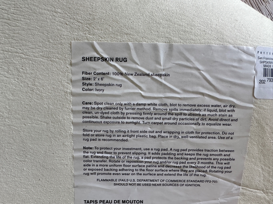 Pottery Barn Sheepskin Rug 2’ X 6’ [Photo 6]