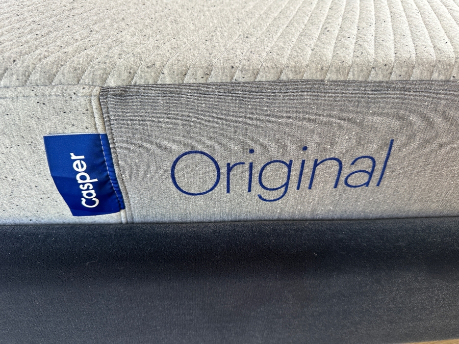 Blue King Size Bed Frame With Large Headboard And Built In Nightstands 117.5W X 88L X 39H And Casper King Size Mattress [Photo 5]