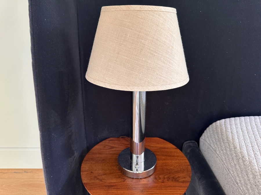 Pair Of Tubular Chrome Table Lamps 19.5H [Photo 2]