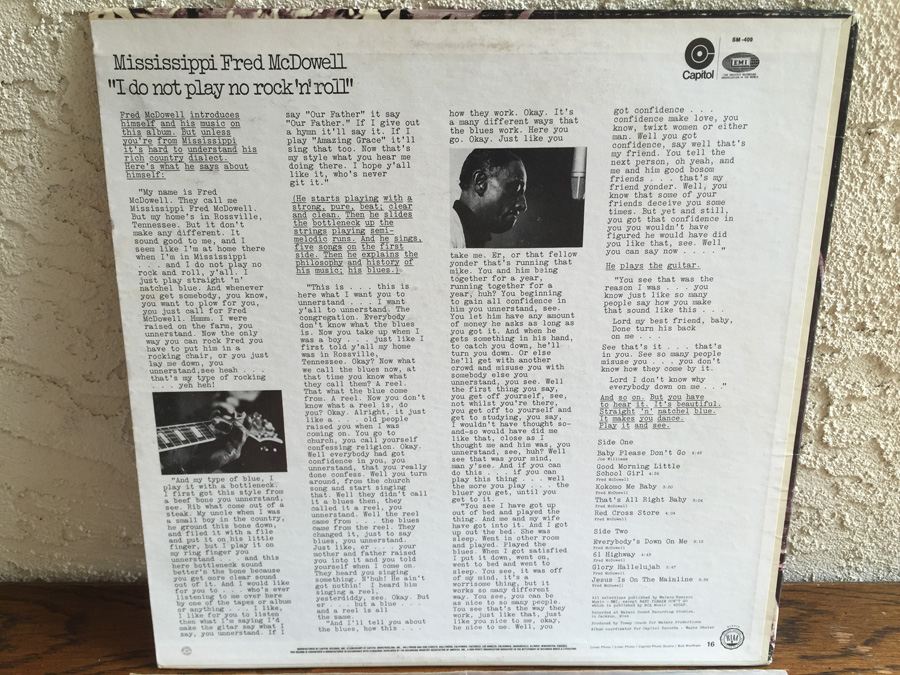 Mississippi Fred McDowell - I Do Not Play No Rock 'N' Roll - Capitol Records ‎- SM-409 [Photo 3]
