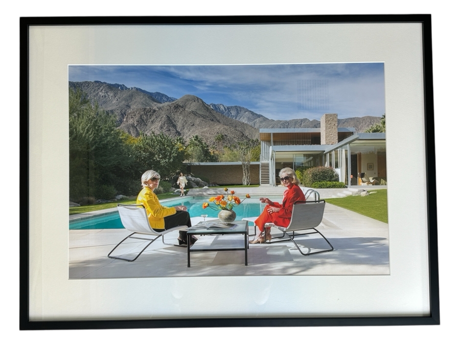 Photographic Print Titled “Poolside Gossip” By Slim Aarons Taken At The Kaufmann House In Palm Springs, CA Which Was Designed By Architect Richard Neutra 28 X 18.5 Framed 36 X 27 [Photo 2]