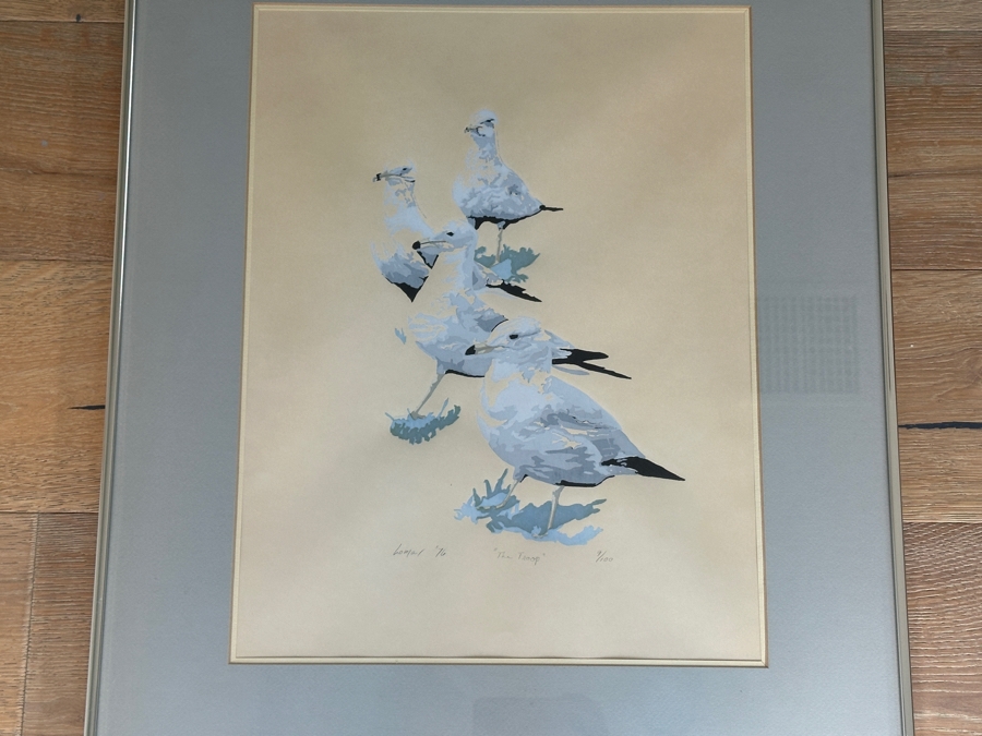Gary Lomax (American) Limited Edition Seagulls Serigraph Titled “The Troop” Dated 1976 Numbered 9 Of 100 16” X 21” Framed 24 X 30 [Photo 3]