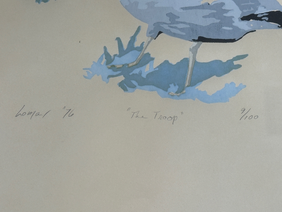 Gary Lomax (American) Limited Edition Seagulls Serigraph Titled “The Troop” Dated 1976 Numbered 9 Of 100 16” X 21” Framed 24 X 30 [Photo 8]