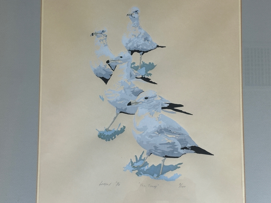Gary Lomax (American) Limited Edition Seagulls Serigraph Titled “The Troop” Dated 1976 Numbered 9 Of 100 16” X 21” Framed 24 X 30 [Photo 4]