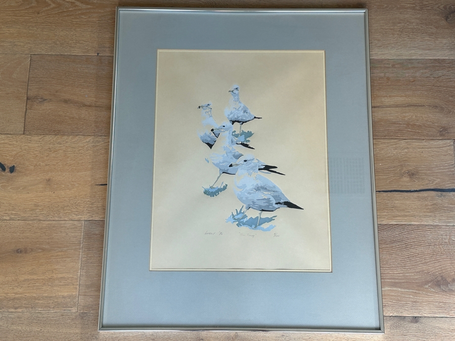 Gary Lomax (American) Limited Edition Seagulls Serigraph Titled “The Troop” Dated 1976 Numbered 9 Of 100 16” X 21” Framed 24 X 30 [Photo 2]