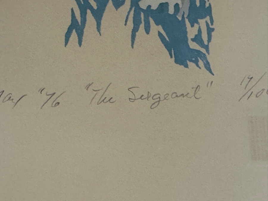 Gary Lomax (American) Limited Edition Seagull Serigraph Titled “The Sergeant” Dated 1976 Numbered 14 Of 100 16” X 21” Framed 24 X 30 [Photo 11]