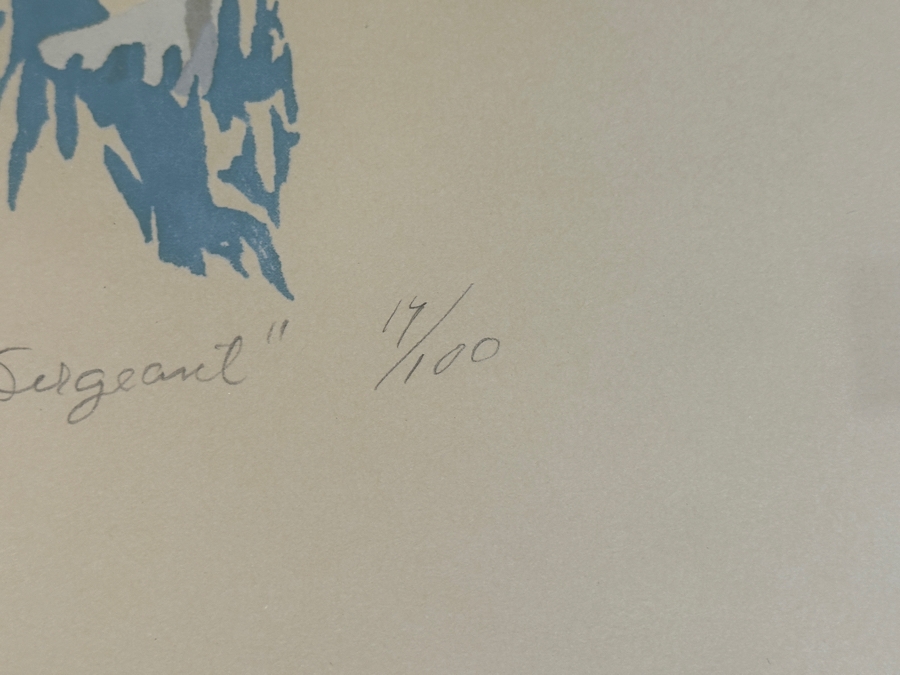 Gary Lomax (American) Limited Edition Seagull Serigraph Titled “The Sergeant” Dated 1976 Numbered 14 Of 100 16” X 21” Framed 24 X 30 [Photo 12]