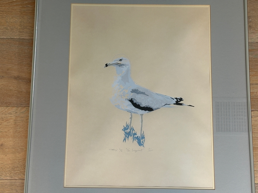 Gary Lomax (American) Limited Edition Seagull Serigraph Titled “The Sergeant” Dated 1976 Numbered 14 Of 100 16” X 21” Framed 24 X 30 [Photo 3]