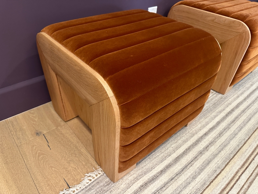 Pair Of Crate & Barrel CB2 Hani 20” Velvet Benches [Photo 4]