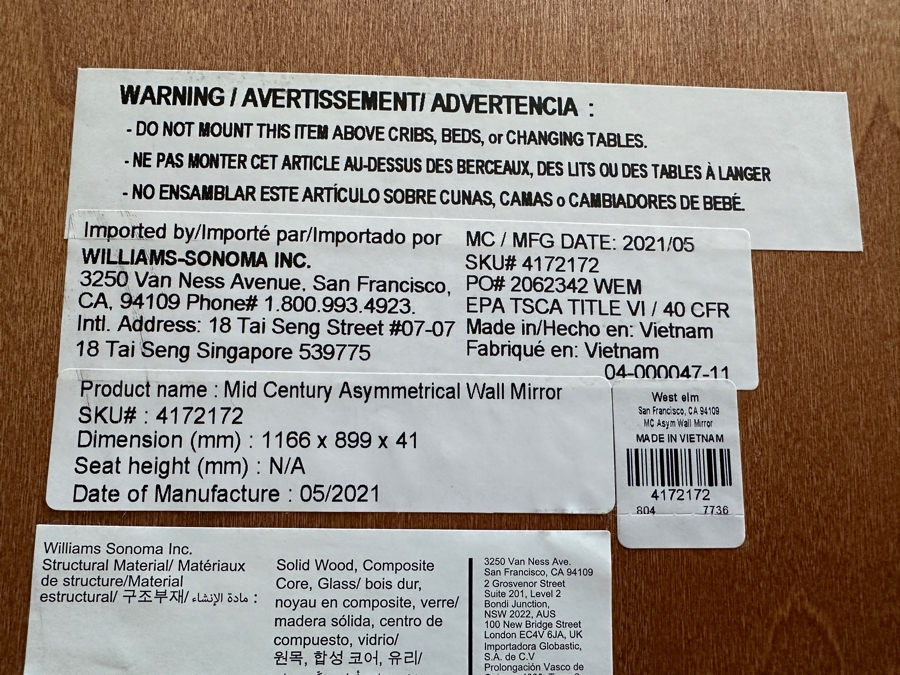 West Elm Mid-Century Asymmetrical Wooden Wall Mirror 45.5 X 34 [Photo 7]