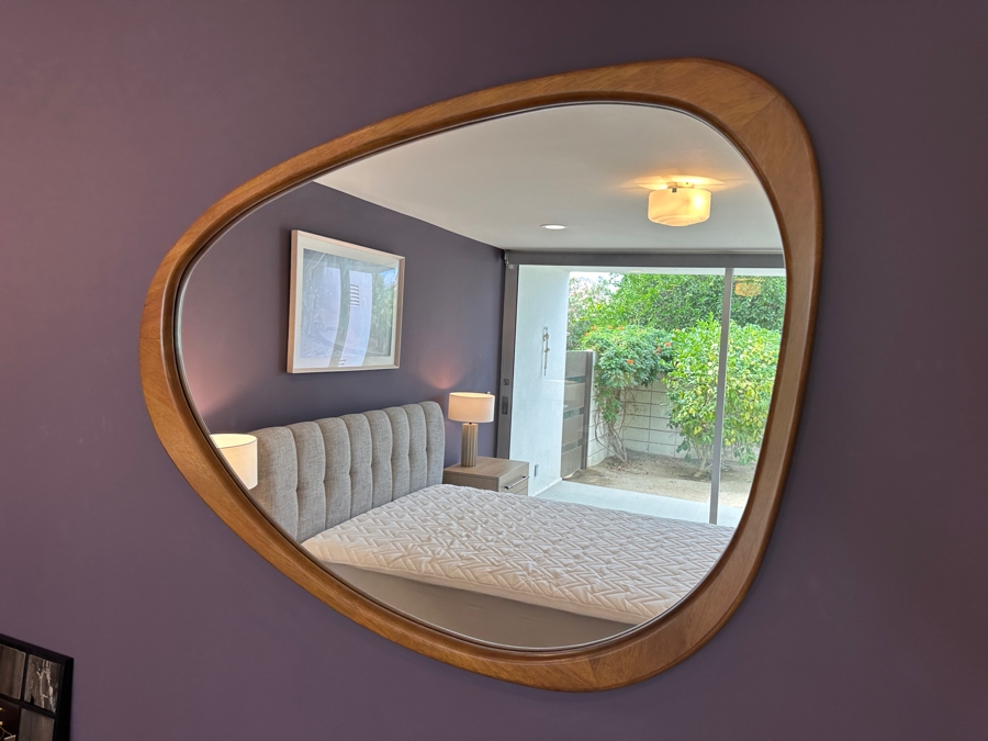 West Elm Mid-Century Asymmetrical Wooden Wall Mirror 45.5 X 34 [Photo 3]