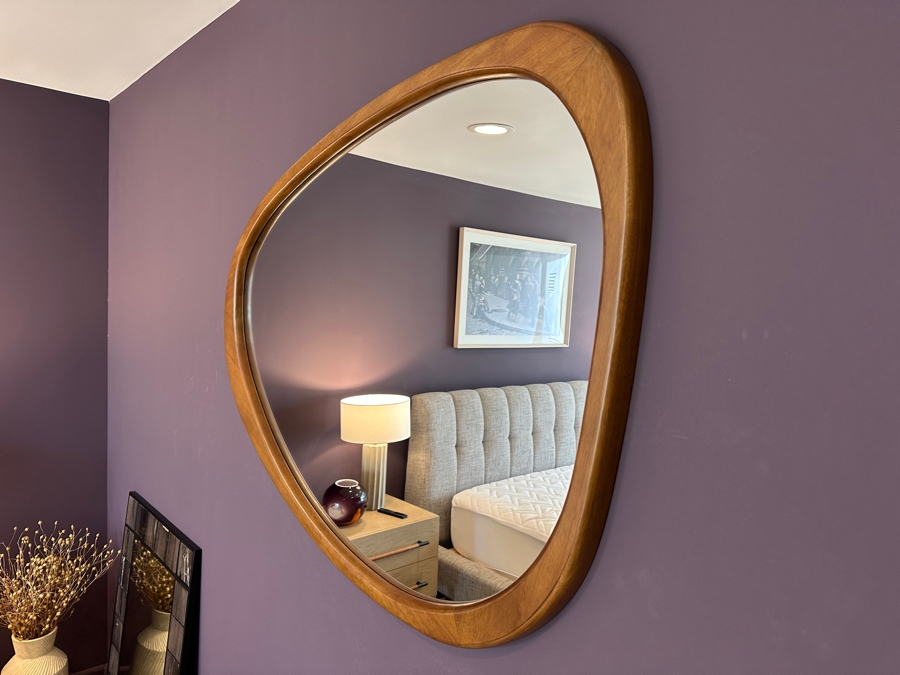 West Elm Mid-Century Asymmetrical Wooden Wall Mirror 45.5 X 34 [Photo 5]