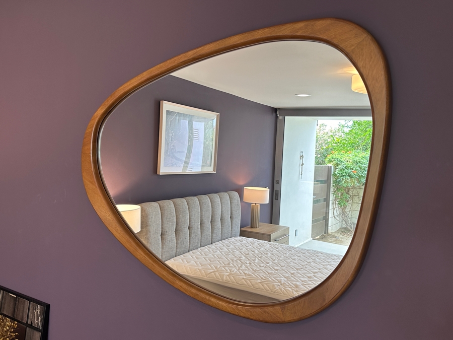 West Elm Mid-Century Asymmetrical Wooden Wall Mirror 45.5 X 34 [Photo 2]
