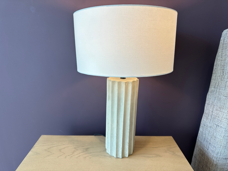 Pair Of Crate & Barrel CB2 Sculptural Grey Concrete Table Lamps 21H [Photo 3]