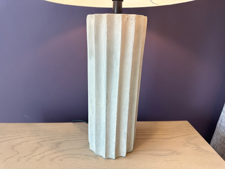 Pair Of Crate & Barrel CB2 Sculptural Grey Concrete Table Lamps 21H [Photo 4]