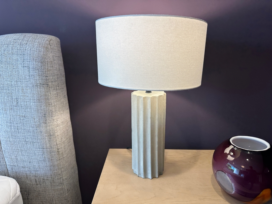 Pair Of Crate & Barrel CB2 Sculptural Grey Concrete Table Lamps 21H [Photo 2]