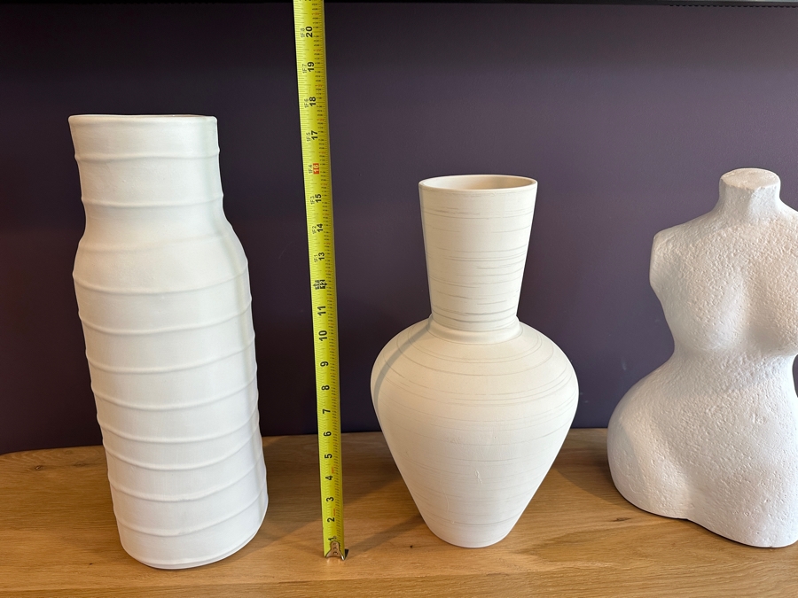 Crate & Barrel CB2 Pair Of Vases 16”H / 18”H & Eva Bust 16”H [Photo 9]