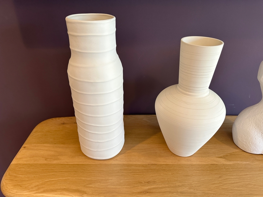 Crate & Barrel CB2 Pair Of Vases 16”H / 18”H & Eva Bust 16”H [Photo 5]