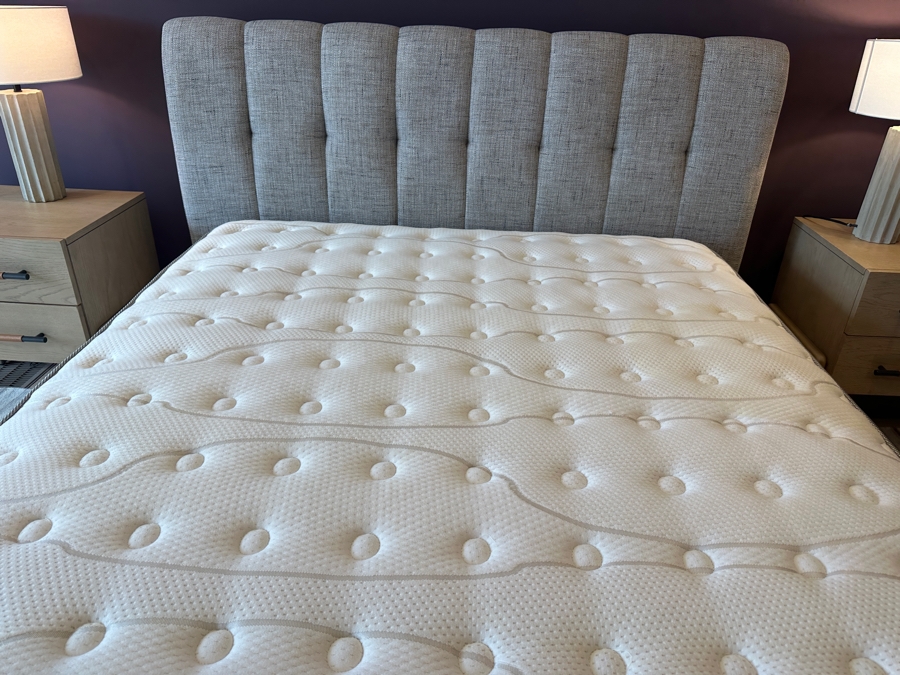 Contemporary Upholstered Queen Bed Frame 68W X 94L X 47H With Queen Size Mattress  [Photo 12]