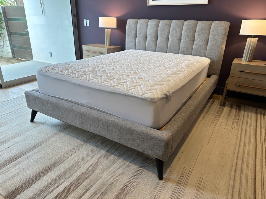 Contemporary Upholstered Queen Bed Frame 68W X 94L X 47H With Queen Size Mattress 