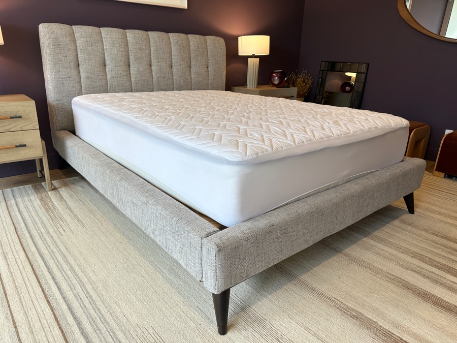 Contemporary Upholstered Queen Bed Frame 68W X 94L X 47H With Queen Size Mattress  [Photo 5]