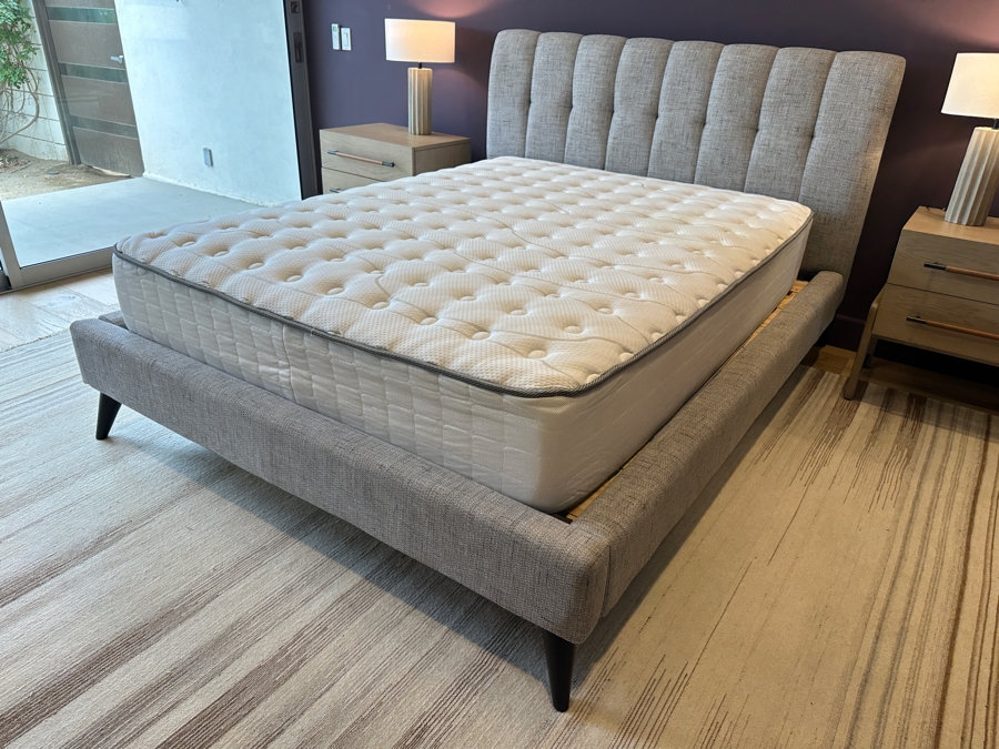 Contemporary Upholstered Queen Bed Frame 68W X 94L X 47H With Queen Size Mattress  [Photo 10]