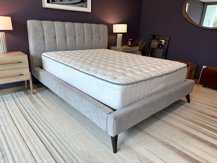 Contemporary Upholstered Queen Bed Frame 68W X 94L X 47H With Queen Size Mattress  [Photo 8]