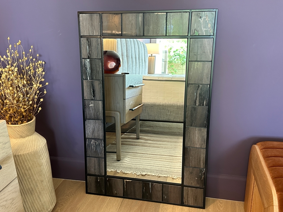 Dark Petrified Wood Four Hands Rigel Wall Mirror 25.5W X 38H