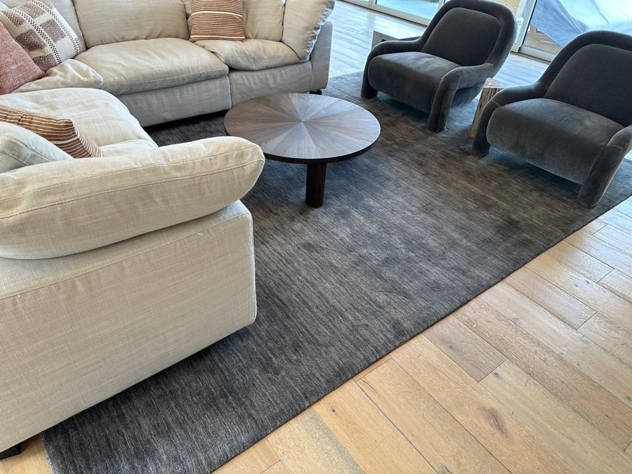 Luna Collection Wool Area Rug Charcoal 9’6” X 13’6” Made In India