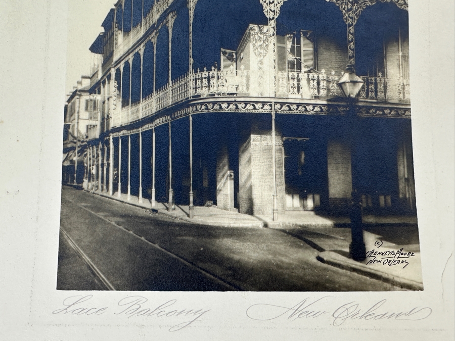 Signed C. Bennette Moore (1879-1939, New Orleans) Photograph Titled “Lace Balcony New Orleans” 5” X 7” [Photo 5]