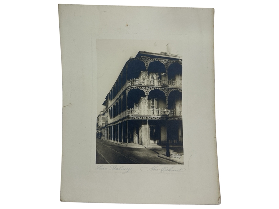 Signed C. Bennette Moore (1879-1939, New Orleans) Photograph Titled “Lace Balcony New Orleans” 5” X 7” [Photo 3]