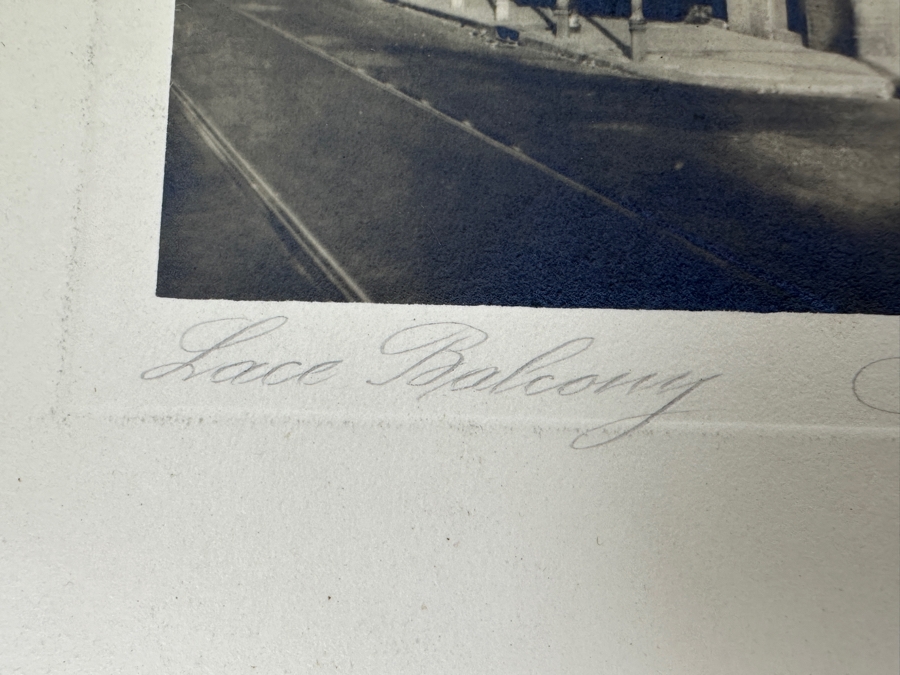 Signed C. Bennette Moore (1879-1939, New Orleans) Photograph Titled “Lace Balcony New Orleans” 5” X 7” [Photo 7]