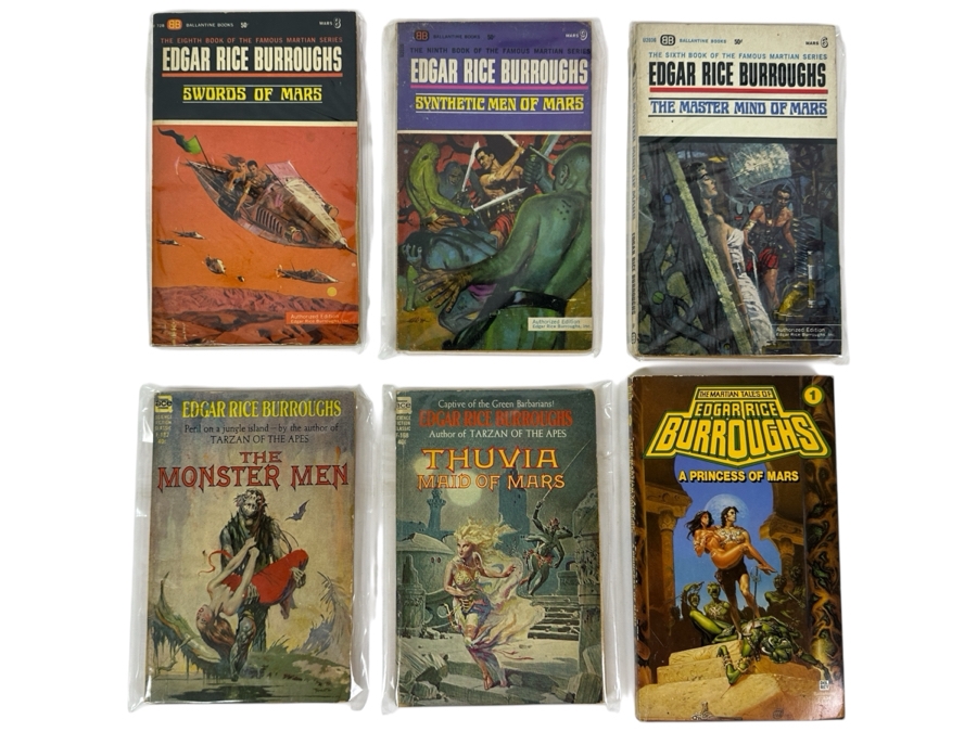 (6) Edgar Rice Burroughs Paperback Books Science Fiction Mars Series