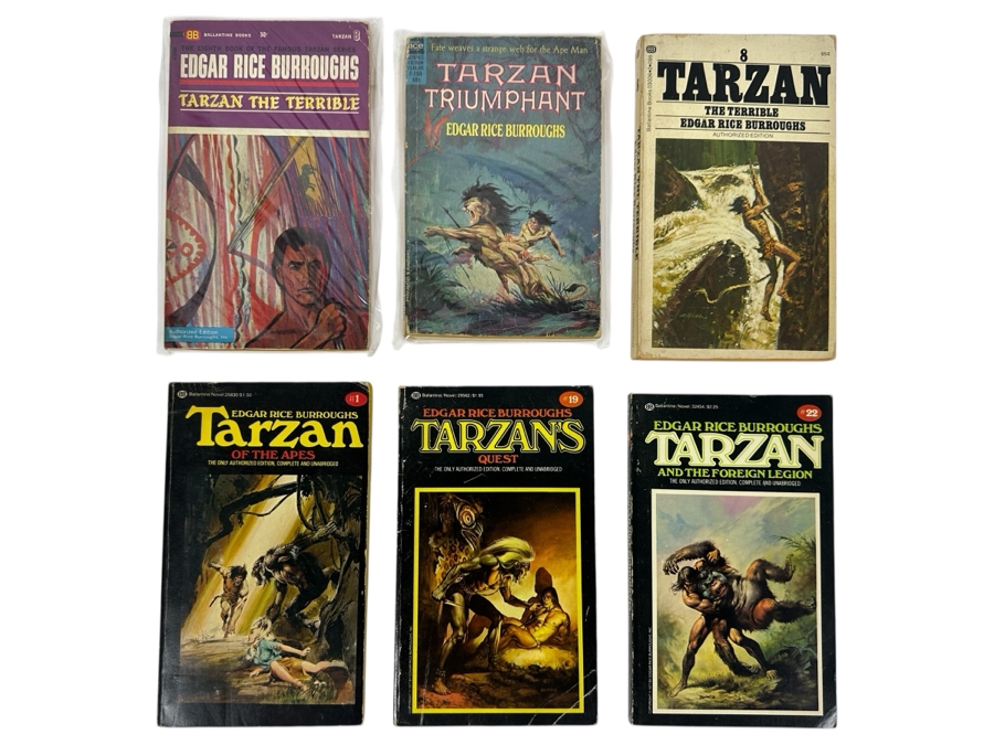 (6) Edgar Rice Burroughs Tarzan Paperback Books