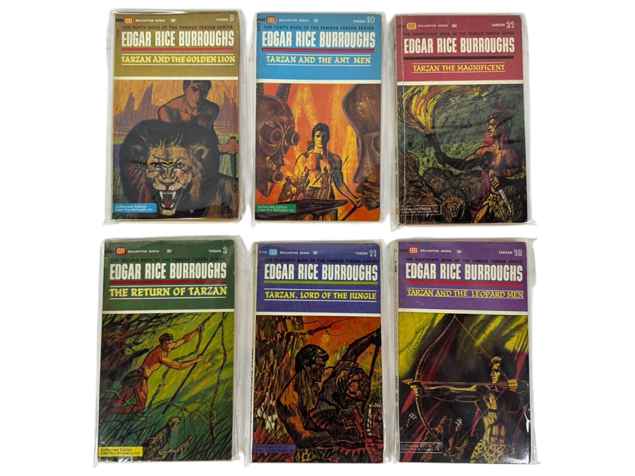 (6) Edgar Rice Burroughs Tarzan Paperback Books