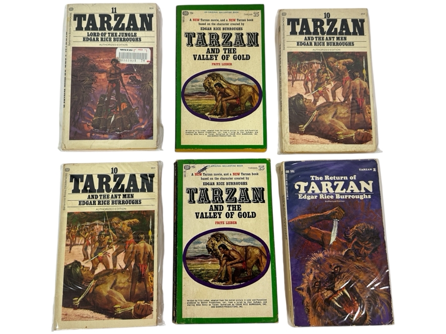 (6) Edgar Rice Burroughs Tarzan Paperback Books