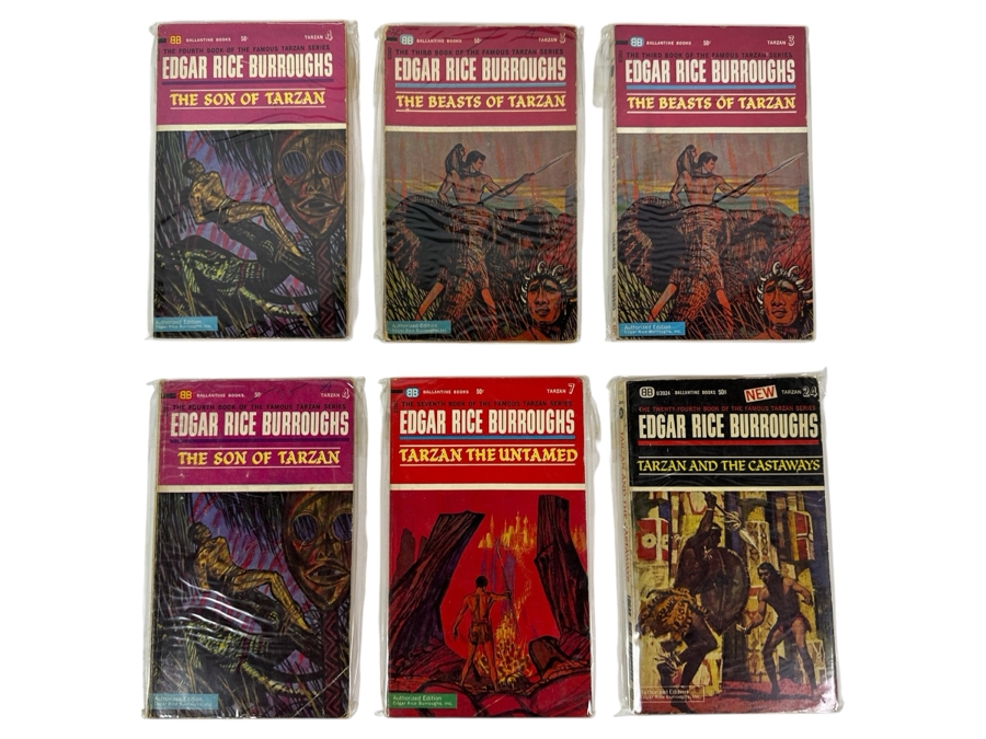 (6) Edgar Rice Burroughs Tarzan Paperback Books