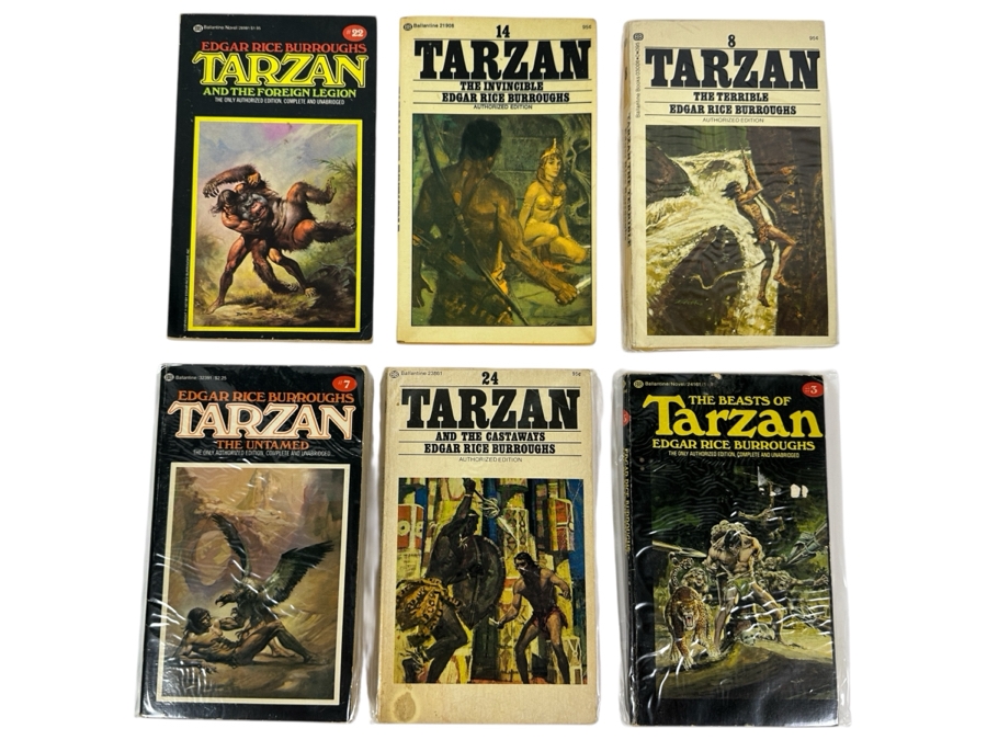 (6) Edgar Rice Burroughs Tarzan Paperback Books