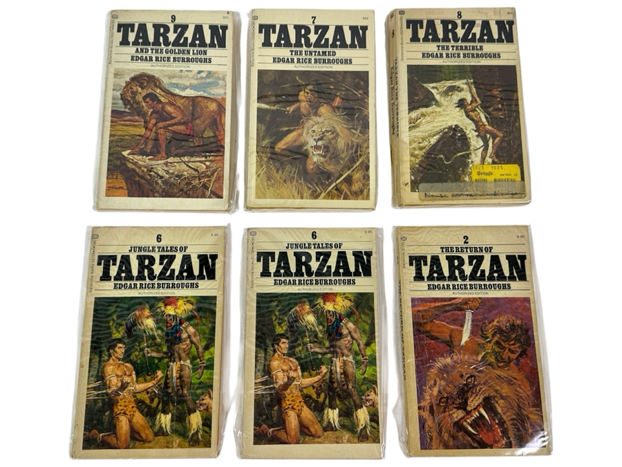 (6) Edgar Rice Burroughs Tarzan Paperback Books