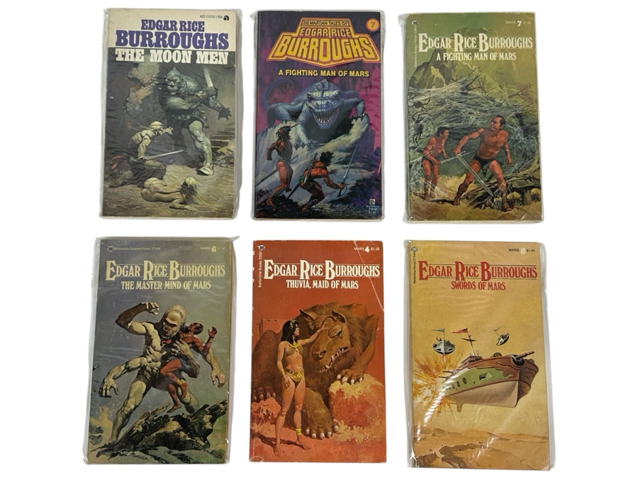 (6) Edgar Rice Burroughs Paperback Books Science Fiction Mars Series