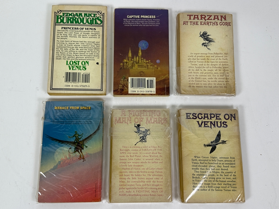 (6) Edgar Rice Burroughs Paperback Books Science Fiction Mars Series, Tarzan & More [Photo 8]
