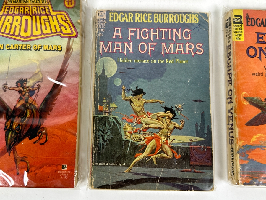 (6) Edgar Rice Burroughs Paperback Books Science Fiction Mars Series, Tarzan & More [Photo 6]