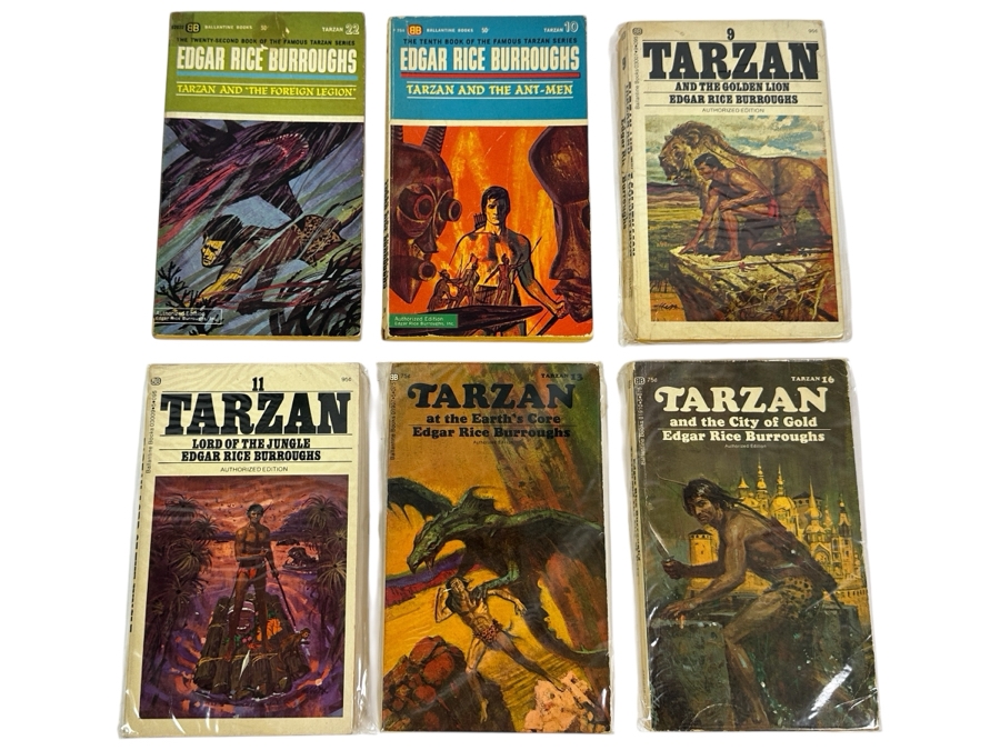 (6) Edgar Rice Burroughs Tarzan Paperback Books
