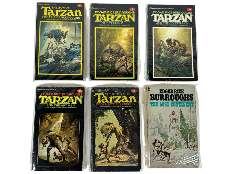 (6) Edgar Rice Burroughs Tarzan Paperback Books