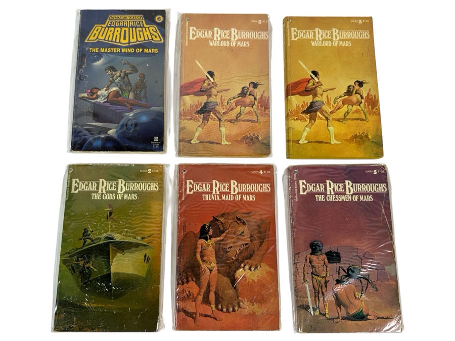(6) Edgar Rice Burroughs Paperback Books Science Fiction Mars Series