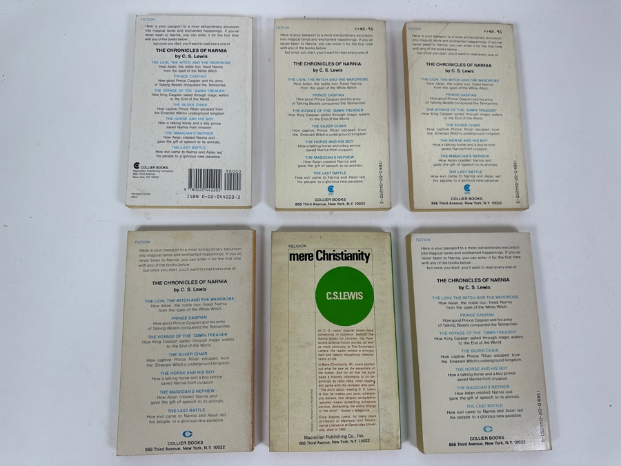 (6) C. S. Lewis Paperback Books: (3) The Lion, The Witch And The Wardrobe, The Last Battle, Mere Christianity & The Silver Chair [Photo 8]